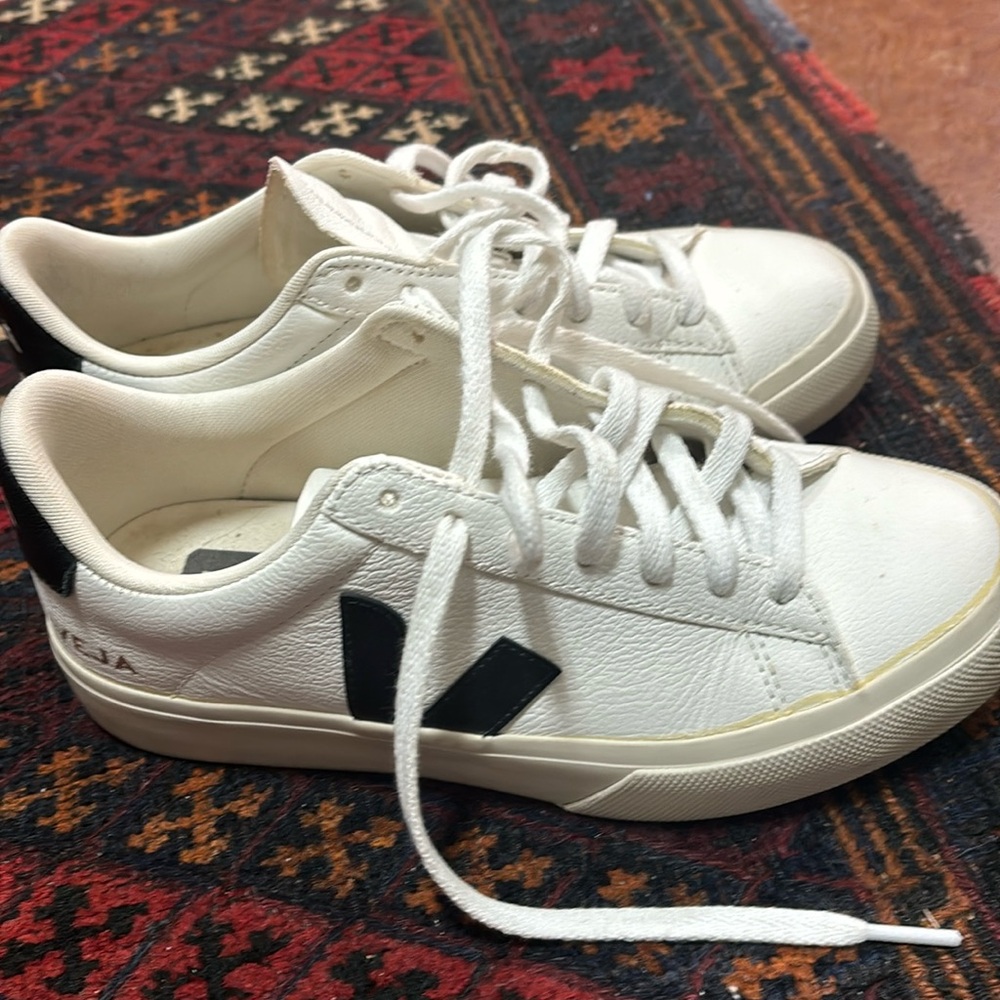 Black and white designer sneakers.